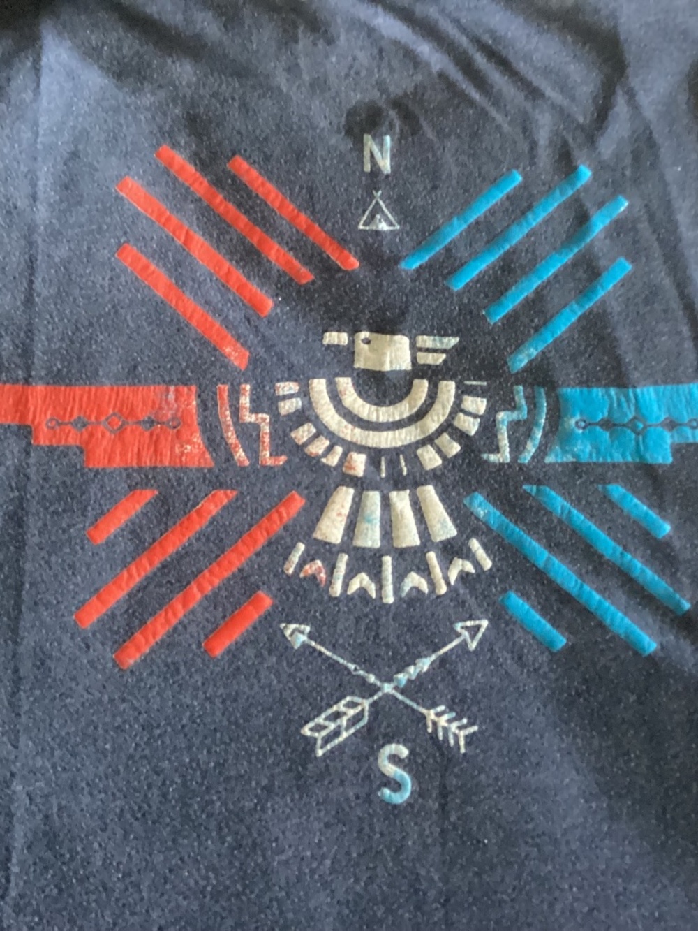 Ladies Free State Graphic Navy Blue Sleeveless Tee SW Compass Size XS